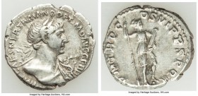 Trajan (AD 98-117). AR denarius (19mm, 3.52 gm, 6h). VF. Rome, AD 114-117. IMP CAES NER TRAIANO OPTIMO AVG GER DAC, laureate head of Trajan right, lar...