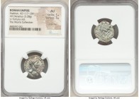 Hadrian (AD 117-138). AR denarius (19mm, 3.28 gm, 8h). NGC AU 5/5 - 3/5, scratches. Rome, AD 118. IMP CAESAR TRAIAN-HADRIANVS AVG, laureate, heroic bu...