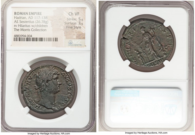 Hadrian (AD 117-138). AE sestertius (33mm, 26.78 gm, 5h). NGC Choice VF 5/5 - 3/...