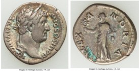 Hadrian (AD 117-138). AR denarius (17mm, 3.23 gm, 7h). VF, verdigris. Rome, travel series, AD 134-138. HADRIANVS-AVG COS III P P, laureate head of Had...