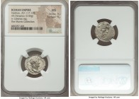 Hadrian (AD 117-138). AR denarius (19mm, 3.43 gm, 7h). NGC MS 5/5 - 5/5. Rome, AD 124-125. HADRIANVS-AVGVSTVS, laureate head of Hadrian right, drapery...