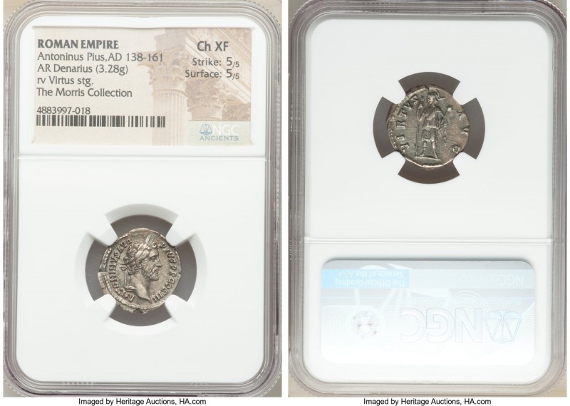 Antoninus Pius (AD 138-161). AR denarius (19mm, 3.28 gm, 6h). NGC Choice XF 5/5 ...