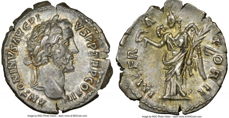 Antoninus Pius (AD 138-161). AR denarius (18mm, 3.32 gm, 12h). NGC AU S 5/5 - 5/...