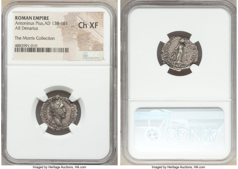 Antoninus Pius (AD 138-161). AR denarius (19mm, 6h). NGC Choice XF. Rome, AD 150...