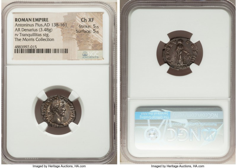 Antoninus Pius (AD 138-161). AR denarius (18mm, 3.48 gm, 6h). NGC Choice XF 5/5 ...