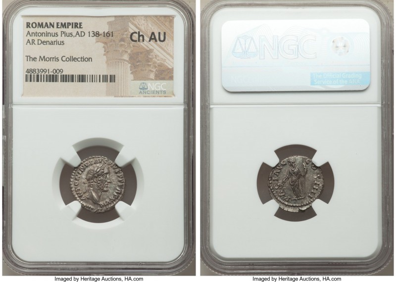 Antoninus Pius (AD 138-161). AR denarius (18mm, 11h). NGC Choice AU. Rome, AD 16...