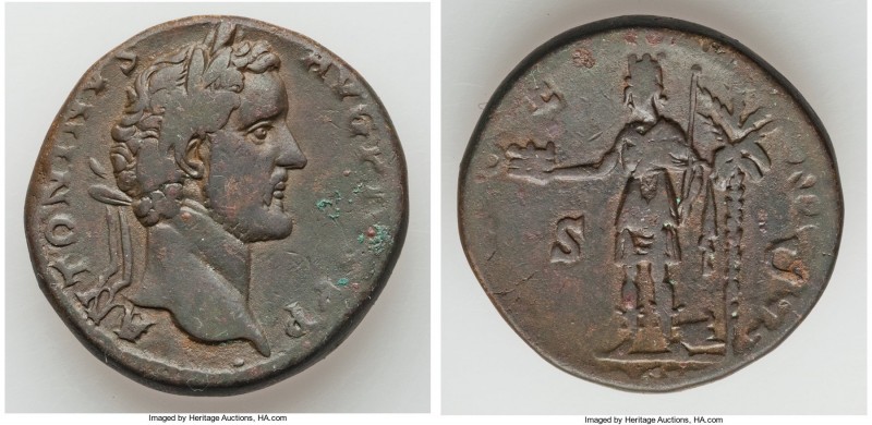 Antoninus Pius (AD 138-161). AE sestertius (32mm, 26.68 gm, 7h). About VF. Rome,...