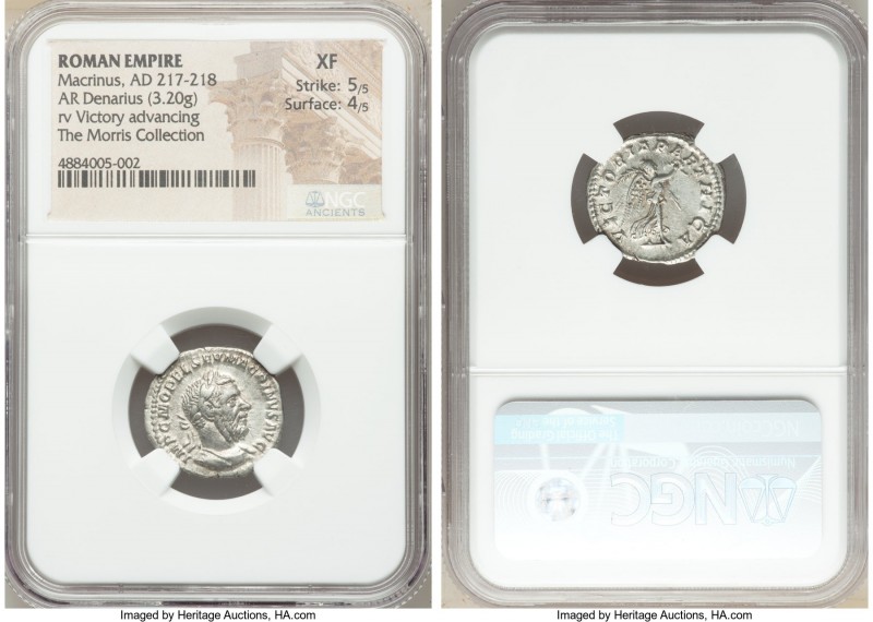 Macrinus (AD 217-218). AR denarius (20mm, 3.20 gm, 5h). NGC XF 5/5 - 4/5. Rome, ...