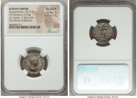 Diadumenian, as Caesar (AD 218). AR denarius (20mm, 3.27 gm, 6h). NGC Choice AU S 5/5 - 5/5. Rome, AD 218. M OPEL ANT DIADVMENIAN CAES, bare headed, d...