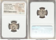 Elagabalus (AD 218-222). AR denarius (18mm, 2.95 gm, 6h). NGC Choice AU 5/5 - 4/5. Rome, AD 222. IMP ANTONINVS PIVS AVG, laureate, draped bust of Elag...