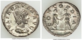 Julia Paula (AD 219-220). AR denarius (19mm, 3.40 gm, 12h). XF. Rome, AD 219-220. IVLIA PAVLA AVG, draped bust of Julia Paula right / CONCORDIA, Elaga...