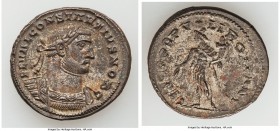 Constantius I, as Caesar (AD 305-306). BI follis or nummus (27mm, 9.67 gm, 7h). XF, Silvering. London, AD 300. FL VAL CONSTANTIVS NOB C, laureate, cui...