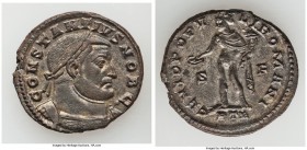 Constantius I, as Caesar (AD 305-306). BI follis or nummus (27mm, 8.85 gm, 6h). AU, Silvering. Trier, AD 303-1 May 305. CONSTANTIVS NOB C, laureate, c...