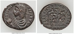 Constans, as Augustus (AD 337-350). AE centenionalis (21mm, 4.69 gm, 7h). XF. Arles, AD 348-350. D N CONSTA-NS P F AVG, laureate or pearl-diademed, dr...