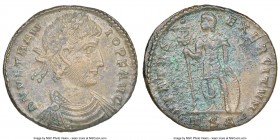 Vetranio (AD 350). AE centenionalis (23mm, 6h). NGC XF. Thessalonica, 1st officina. D N VETRAN-IO P F AVG, laureate, draped and cuirassed bust of Vetr...