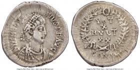 Theodosius II, Eastern Roman Empire (AD 402-450). AR siliqua (18mm, 2.16 gm, 6h). NGC Choice VF 4/5 - 3/5. Constantinople, AD 403-408. D N THEODO-SIVS...