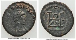 Theodosius II, Eastern Roman Empire (AD 402-450). AE4 or nummus (13mm, 1.81 gm, 12h). VF. Nicomedia. D N THEODOSIVS P AVG, pearl-diademed, draped and ...