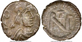 Zeno, Eastern Roman Empire (AD 474-491). AE4 or nummus (9mm, 6h). NGC Choice VF. Thessalonica, second reign. D N ZE-NO AVG, pearl-diademed, draped, an...