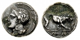 lucania 
Velia - Didramma databile al periodo 340-334 a.C. - Diritto: testa di Atena a sinistra con elmo attico crestato e ornato da un grifone in vo...