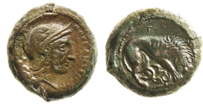 sicilia 
Morgantina - Litra databile al periodo 344-317 a.C. - Diritto: testa d...