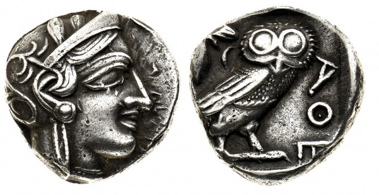 attica 
Atene - Tetradramma posteriore al 449 a.C. - Diritto: testa di Atena a ...