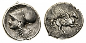 akarnania 
Argos Amphilochikon - Statere databile al periodo 340-300 a.C. - Diritto: Pegaso in volo verso destra - Rovescio: testa elmata di Atena a ...