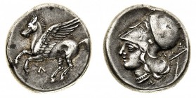 akarnania 
Leukas - Statere databile al periodo 320-280 a.C. - Diritto: Pegaso in volo verso sinistra - Rovescio: testa elmata di Atena a sinistra; n...