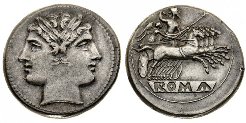 monete romane repubblicane 
Quadrigato anonimo databile al periodo 225-214 a.C....