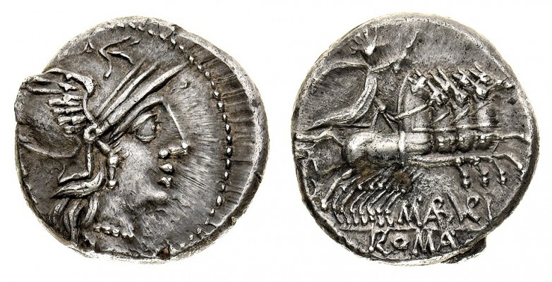 monete romane repubblicane 
Denaro al nome M.ABVRI M.F GEM databile al 132 a.C....