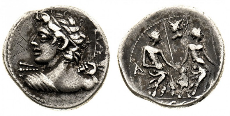 monete romane repubblicane 
Denaro al nome L. CAESI databile al 112 o 111 a.C. ...