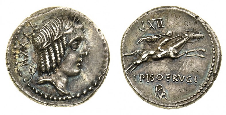 monete romane repubblicane 
Denaro al nome L.PISO L.F. L.N. FRVGI databile al 9...