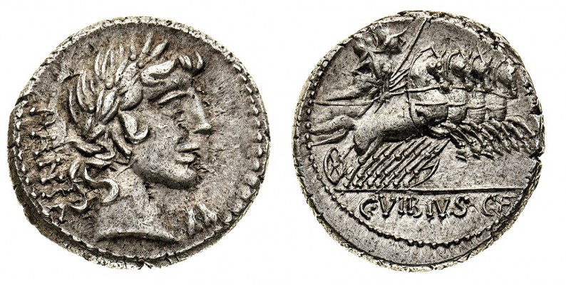 monete romane repubblicane 
Denaro al nome C.VIBIVS C.F PANSA databile al 90 a....