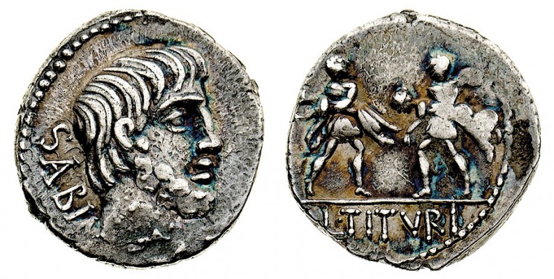 monete romane repubblicane 
Denaro al nome L.TITVRI L.F SABINVS databile all’89...