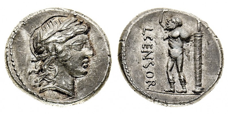 monete romane repubblicane 
Denaro al nome L. CENSOR databile all’82 a.C. - Zec...