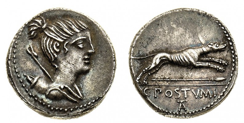 monete romane repubblicane 
Denaro al nome C.POSTVMI AT databile al 74 a.C. - Z...