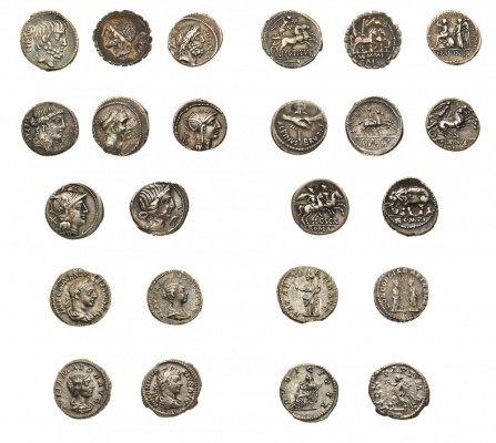 monete romane repubblicane 
Secoli II/I a.C. - Insieme di 8 Denari - Sono prese...