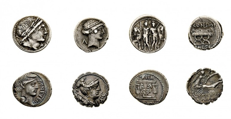 monete romane repubblicane 
Secoli II/I a.C. - Insieme di 4 Denari - Sono prese...