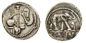 monete romane pre-imperiali 
Giulio Cesare (49-44 a.C.) - Denaro anonimo databile agli anni 49-48 a.C. - Zecca: itinerante al seguito di Giulio Cesar...