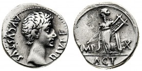 augusto (27 a.c.-14 d.c.) 
Denaro databile al periodo 15-13 a.C. - Zecca: Lugdunum - Diritto: testa dell’Imperatore a destra - Rovescio: Apollo stant...