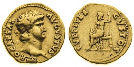 nerone (54-68 d.c.) 
Aureo databile agli anni 64-65 d.C. - Zecca: Roma - Diritto: testa laureata dell’Imperatore a destra - Rovescio: Giove seduto a ...