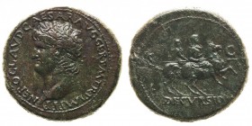 nerone (54-68 d.c.) 
Sesterzio databile al 65 d.C. - Zecca: Lugdunum - Diritto: testa laureata dell’Imperatore a sinistra - Rovescio: Nerone al galop...