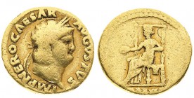 nerone (54-68 d.c.) 
Aureo databile agli anni 66-67 d.C. - Zecca: Roma - Diritto: testa laureata dell’Imperatore a destra - Rovescio: la Salus seduta...