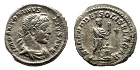 eliogabalo (218-222 d.c.) 
Denaro - Zecca: Roma - Diritto: busto laureato e drappeggiato dell’Imperatore a destra - Rovescio: l’Imperatore stante a d...