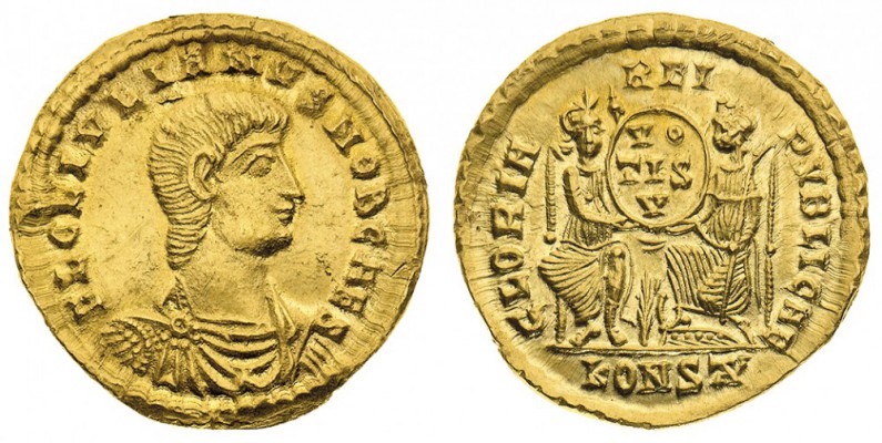 giuliano II (361-363 d.c.) 
Solido con il titolo di Cesare databile al periodo ...