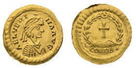 Leone I (457-474 d.c.) 
Tremisse al nome e con l’effigie di Elia Verina, moglie dell’Imperatore, databile al periodo 457-461 d.C. - Zecca: Costantino...