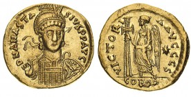 monete bizantine 
Anastasio (491-518) - Solido databile al periodo 491-498 - Zecca: Costantinopoli - Diritto: mezzo busto elmato e diademato dell’Imp...