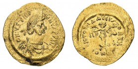 monete bizantine 
Giustiniano I (527-565) - Tremisse - Zecca: Costantinopoli - Diritto: busto diademato e drappeggiato dell’Imperatore a destra - Rov...