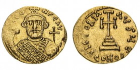 monete bizantine 
Leonzio (695-698) - Solido - Zecca: Costantinopoli - Diritto: busto coronato dell’Imperatore di fronte con una “akakia” nella mano ...