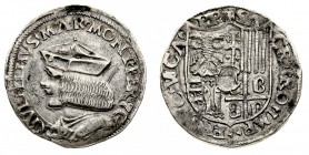 casale 
Guglielmo II Paleologo (1484-1518) - Testone - Diritto: busto drappeggiato di Guglielmo II a sinistra con folta capigliatura e berretto - Rov...