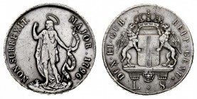 repubblica di genova 
Governo dei Dogi Biennali (1528-1797) - 8 Lire 1796 - Zecca: Genova - Diritto: due grifoni reggono lo stemma della Repubblica e...